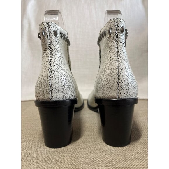 FRYE Brielle Rebel Peep Toe Women's Crackle Leather Bootie Ankle Boots White 5.5 - Picture 8 of 12